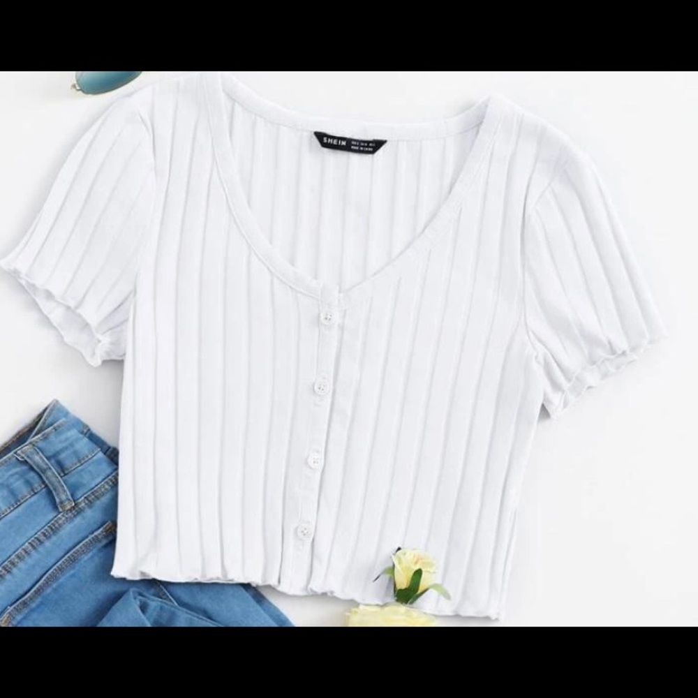 White button crop tops from SHEIN.